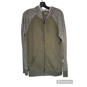 Express Men's Size Small Full Zip Hooded Jacket Green Cotton Fleece
